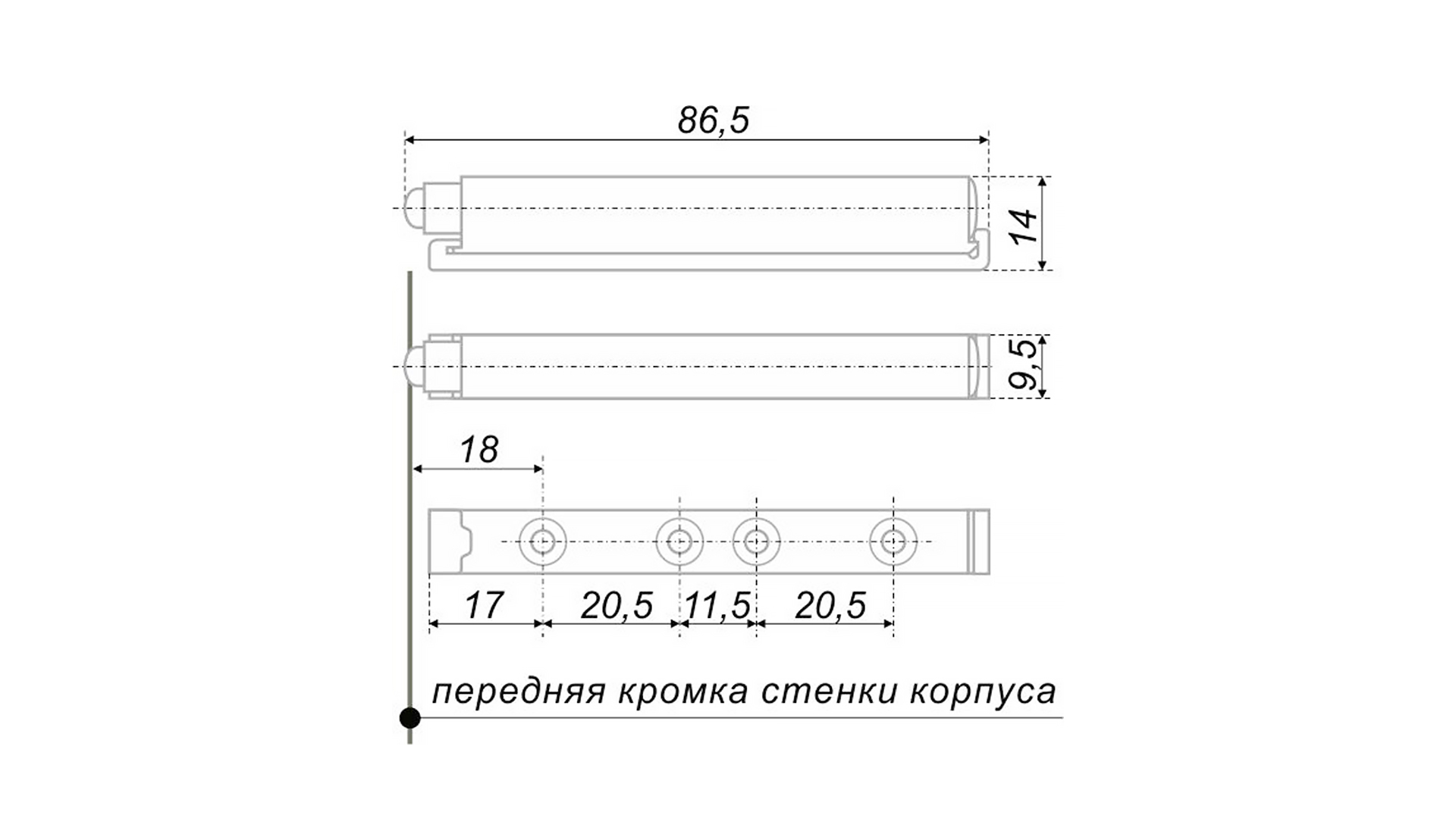 Amf14 gr толкатель врезной простой